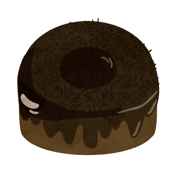 火山チョコケーキのイラスト　Ilustração de bolo vulcão de chocolate