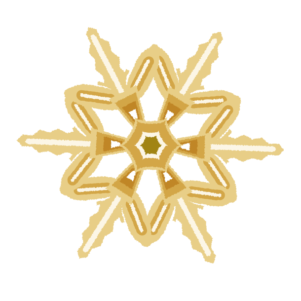 クリスマスオーナメント（雪結晶－金）のイラスト　Ilustração enfeite de natal（cristal de neve-ouro）